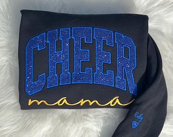 CHEER MAMA Glitter Embroidered Sweatshirt, Cheer Mom Glitter Embroidered Sweatshirt