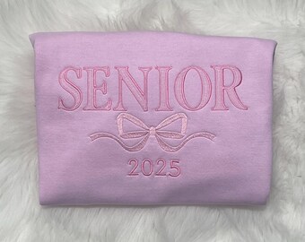 SENIOR Embroidered Sweatshirt with Bow, Senior Sweatshirt with bow