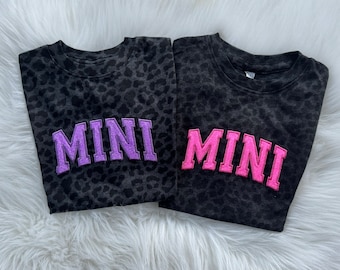 MINI Leopard Glitter Applique Tshirt, Mini Glitter Embroidered Tshirt