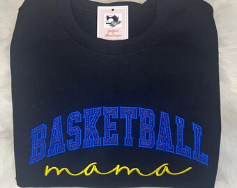 BASKETBALL MAMA Glitter Embroidered Sweatshirt, Basketball Mom Glitter Embroidered Sweatshirt