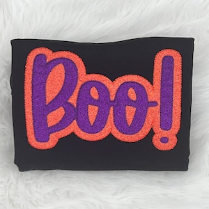BOO Glitter Embroidered Sweatshirt, Boo Double Glitter Applique Embroidered Sweatshirt