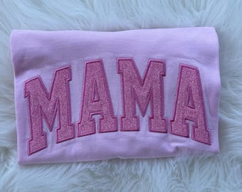 Camiseta con apliques brillantes bordados MAMA