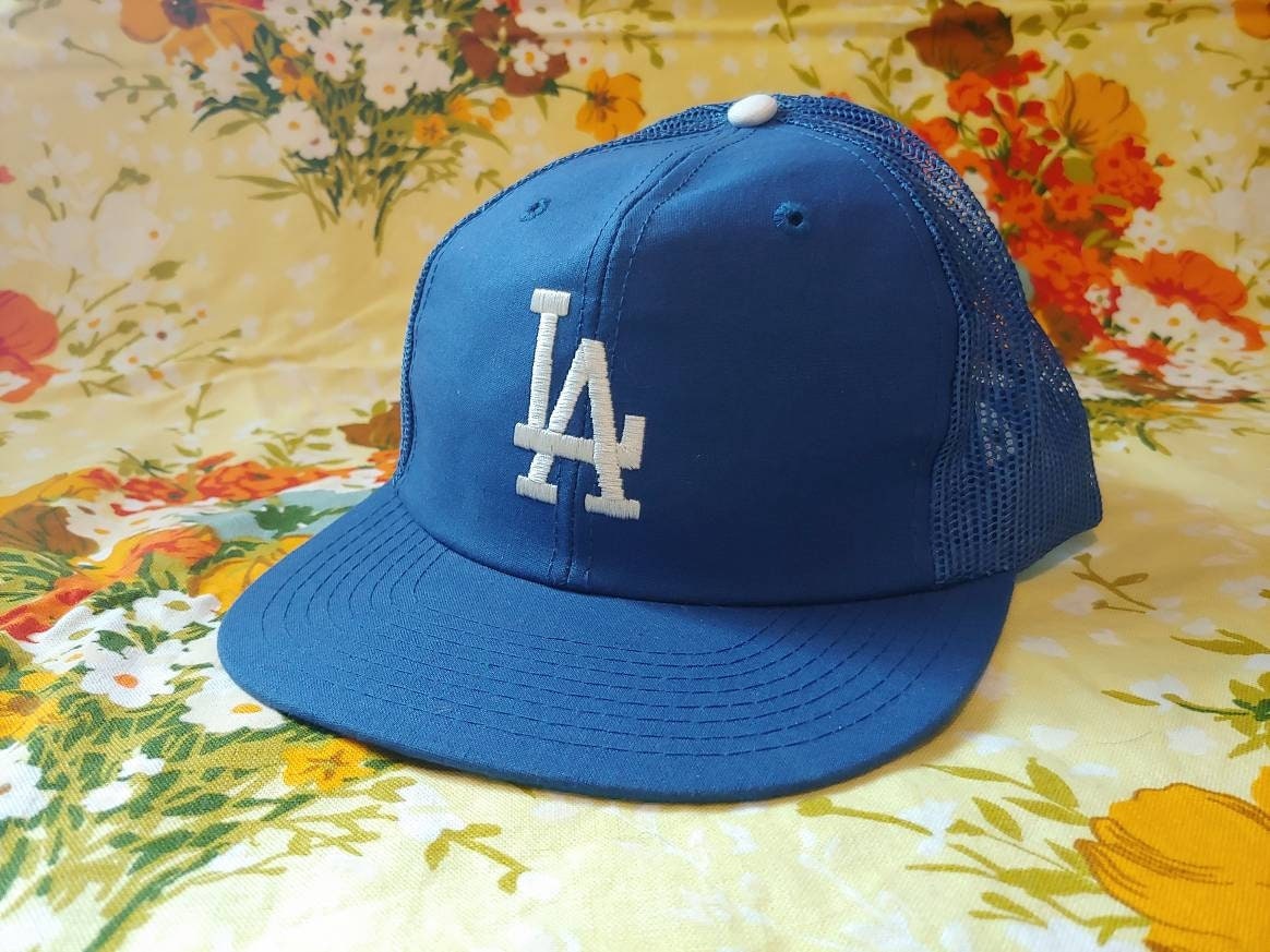 Vintage Rare LA Dodgers MLB Baseball Blue Trucker Mesh Hat Cap Snapback