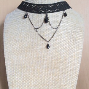 Black lace punk layered choker, alternative style pagan chain necklace image 3