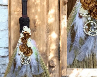 Escoba de bruja grande, herramienta para altar wiccano, saltar la escoba, decoración de boda pagana, talismán protector