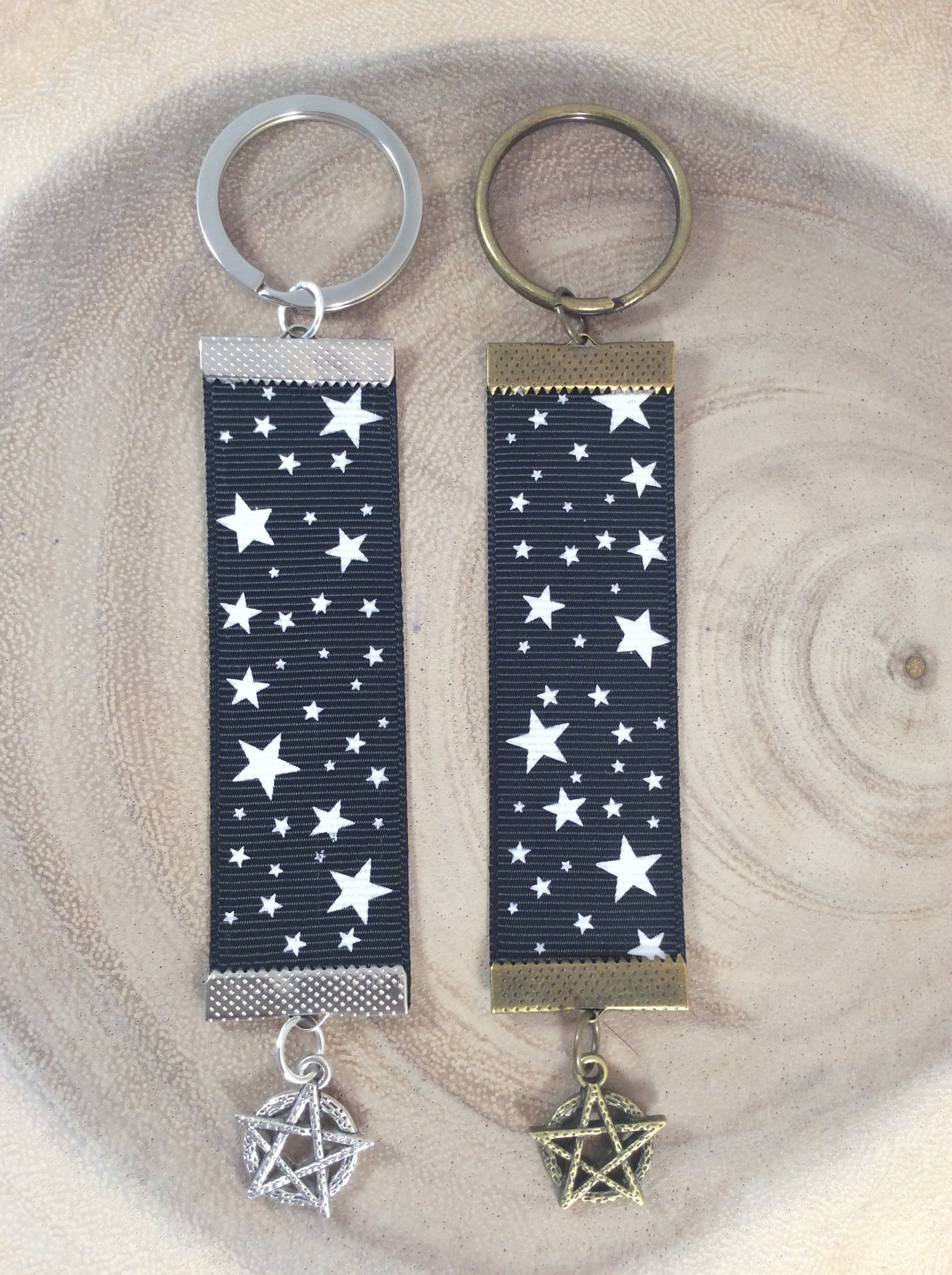 Pentacle gothic key fob Pentagram pagan key ring | Etsy