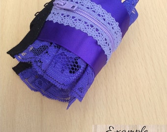 purple wrist purse, hidden zip pocket cuff purse, festival party dress wear accessory