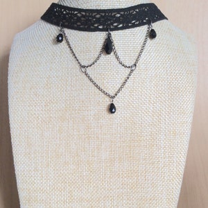 Black lace punk layered choker, alternative style pagan chain necklace image 7