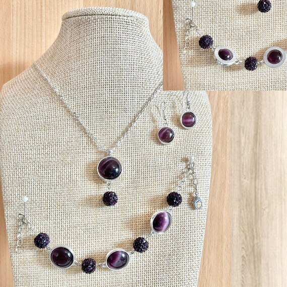 925 Sterling Silver Charms Purple Amethyst Sea Turtle Necklace Earrings Set  | eBay