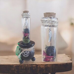 Witches cauldron, home protection, herb vial, nature inspired, red rose petals, love and strength gift image 4