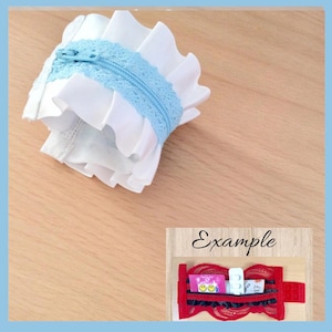 Ropa de festival, entrenamiento en el gimnasio, porta pañuelos de encaje azul, brazalete con cremallera, porta accesorios de boda de encaje, algo azul, tradición nupcial