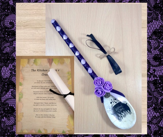 Pagan Kitchen Witch Spoon Wand Wooden 12 Inch Altar Etsy