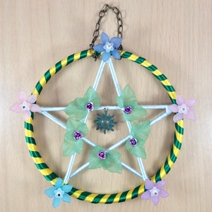 Ferramenta de altar de pentagrama, ferramenta de altar de pentagrama de solstício de verão, decoração pagã Litha sabbat
