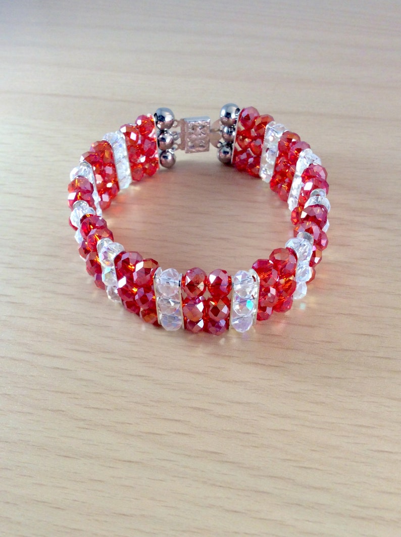 Ladies Red Crystal Bracelet Gift for Her Unique Cuff | Etsy