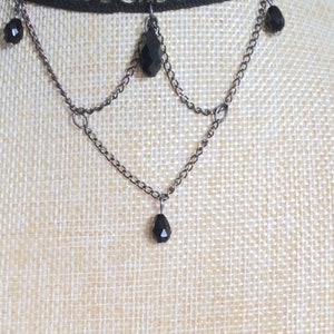 Black lace punk layered choker, alternative style pagan chain necklace image 2