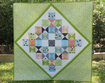 Mini Granny Quilt in Green 42" x 42" for Baby or Toddler