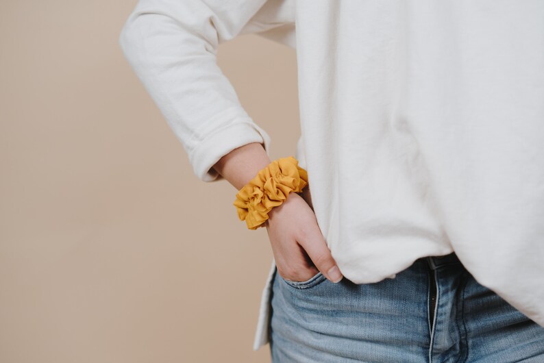 Yellow Chiffon Hair Scrunchie Luxury Scrunchies Homemade Scrunchies Spring Accessory Large Scrunchies image 4