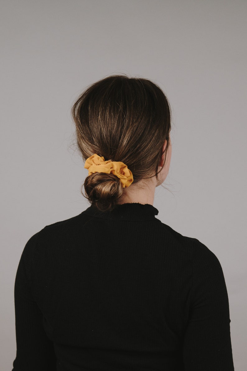 Yellow Chiffon Hair Scrunchie Luxury Scrunchies Homemade Scrunchies Spring Accessory Large Scrunchies image 3