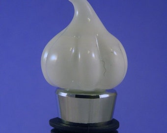 Lampworked Glass Garlic Bottle Stopper: Kitchen Decor