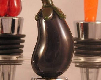 Handcrafted Glass Eggplant Bottle Stopper