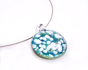 Lampwork Sky Pendant: Borosilicate Glass Cloudscape Necklace