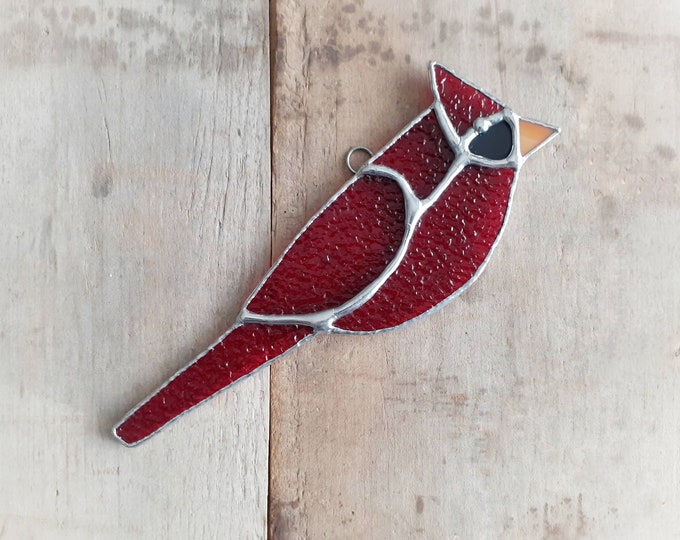 Stained Glass Suncatcher Handmade Bird Nature Gift Cardinal Etsy