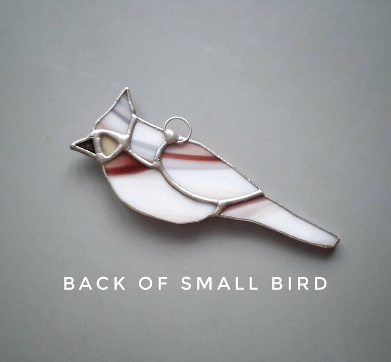 Brown and gray stained glass small bird suncatcher ornament