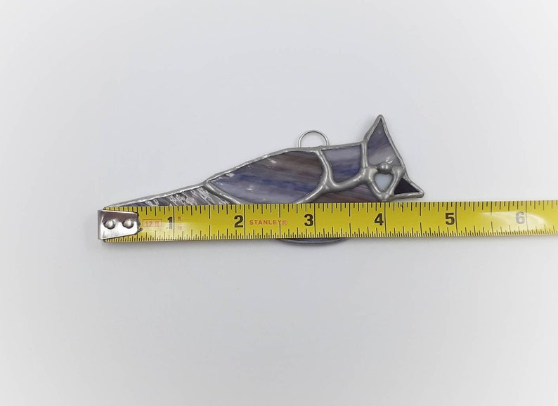 Brown and gray stained glass small bird suncatcher ornament