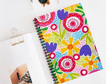 Colorful floral patterned Spiral Notebook - Ruled Line