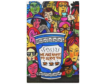 Happy to serve Microfiber Tea Towel - new york city inspired artwork
