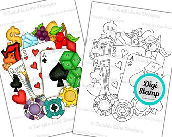 Playing Cards, Digi Stamp - Instant Download