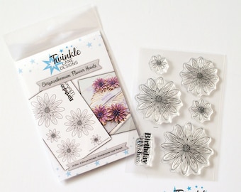 Chrysanthemum Flower Heads, Clear Stamps