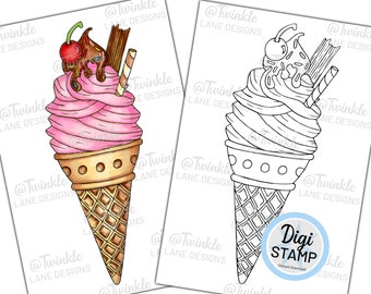 Ice Cream Cone, Digi Stamps