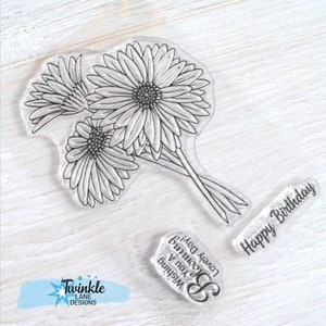 Gerbera Daisy, Flower Stamp, Clear Stamps image 2