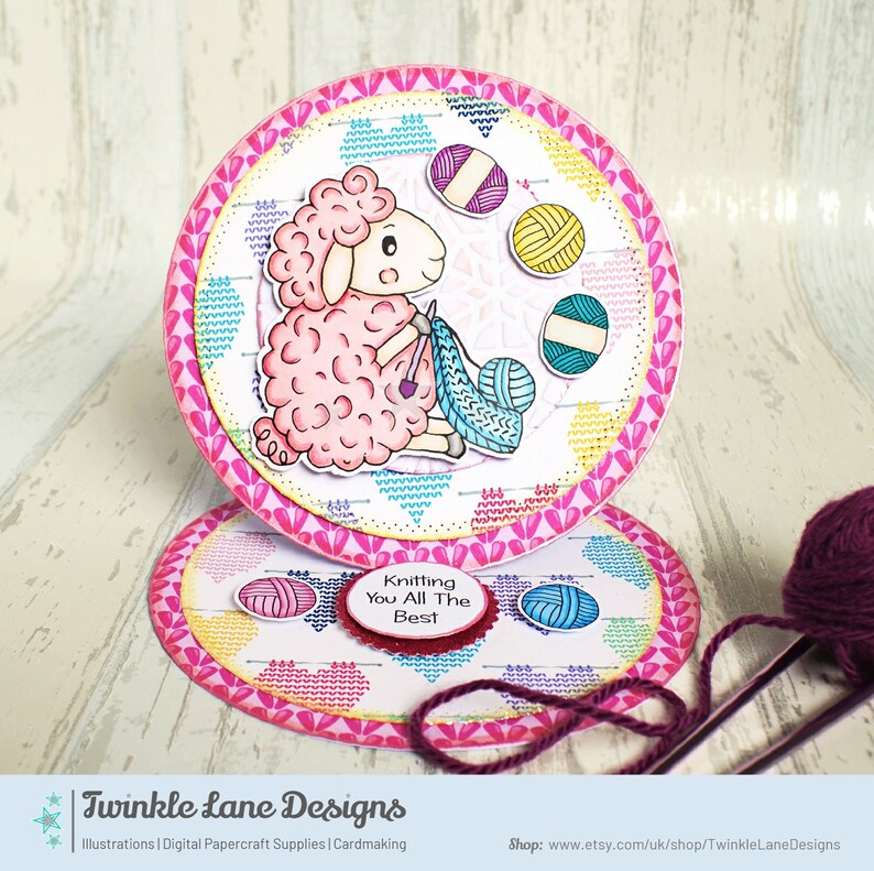 Sheep Knitter, Digi Stamp Instant Download image 4