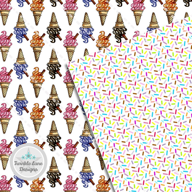 Ice Cream Treats Digital Paper Pack Instant Download