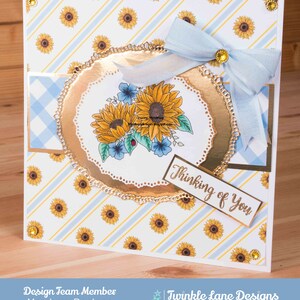 Sunflower Bouquet, Digi Stamp Instant Download image 3