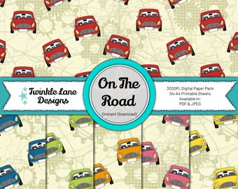 Cars On The Road, Digital Papers - Instant Download