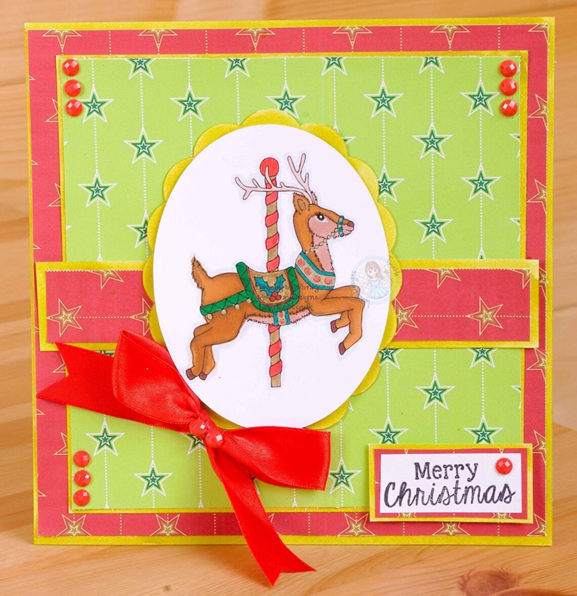 Digi Stamp Carousel Reindeer Instant Download Etsy