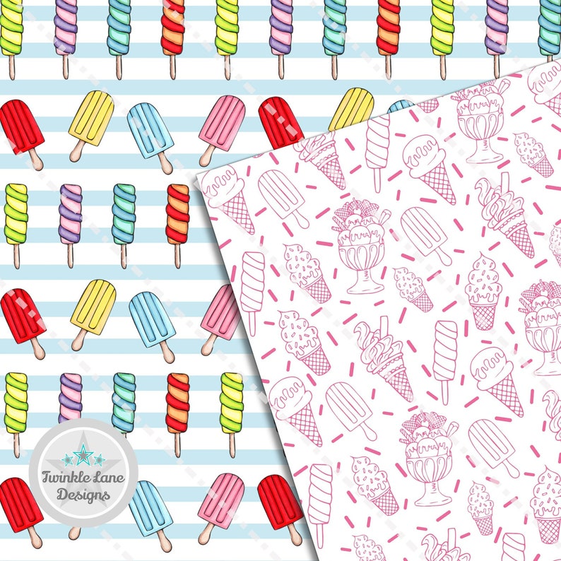 Ice Cream Treats Digital Paper Pack Instant Download