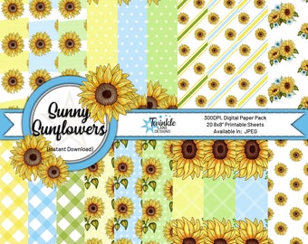 Sunny Sunflowers, Digital Papers
