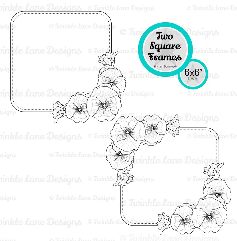 Pansy Flower Frames, SVG Frames Instant Download image 3