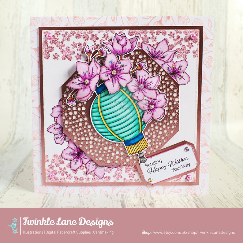 Digi Stamp Instant Download Cherry Blossom