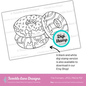 Coloured Donuts, Digi Stamp Instant Download image 3