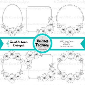 Pansy Flower Frames, SVG Frames Instant Download image 1