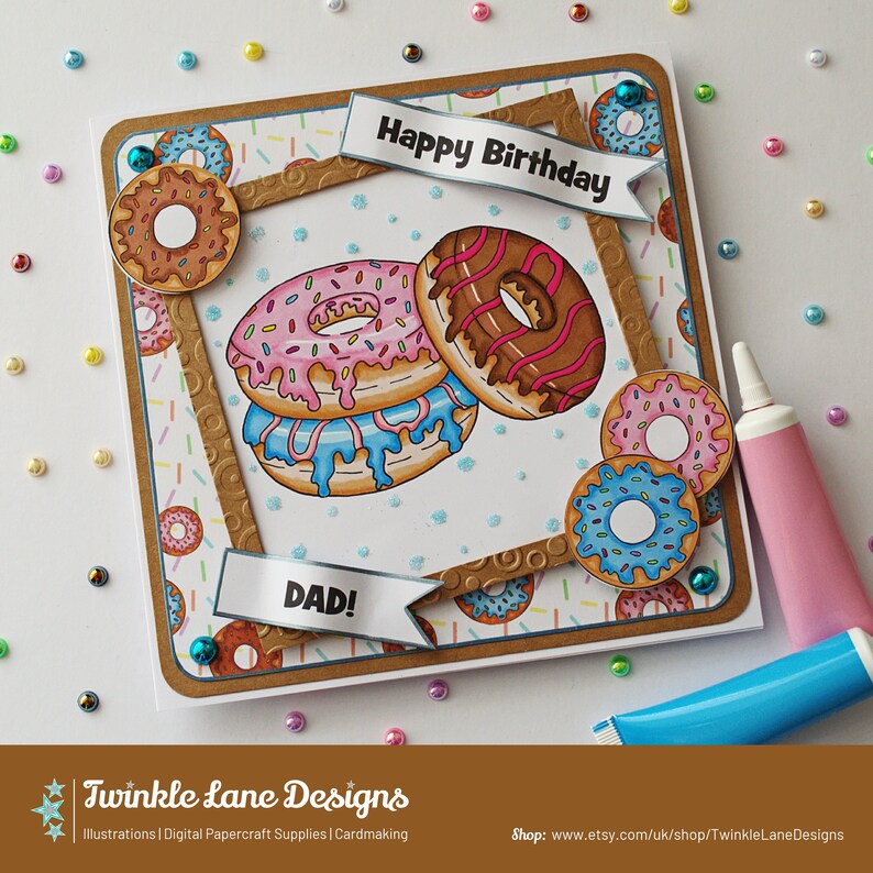 Coloured Donuts, Digi Stamp Instant Download image 2