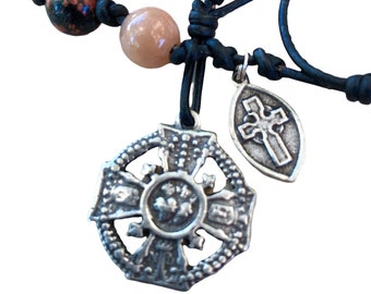 Chaplet 10 Beads, Gemstone Meditation Beads, Prayer Beads, Pocket Rosary, Affirmations for Positivity, Calm & Vitality