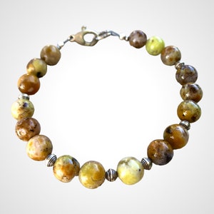 VITALITY Intention Gemstone Bracelet, Meditation Mala Bracelet, Dendritic Yellow  Opal, Solar Plexus Chakra