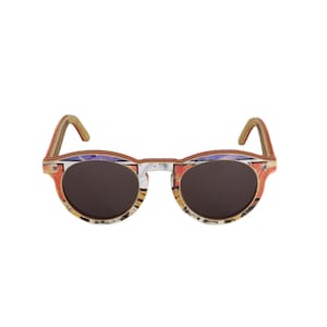 skateboard recycled sunglasses BOWL shape ! Red white orange color #madeinfrance