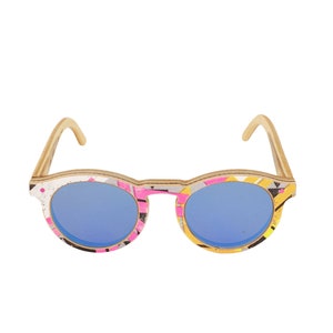 skateboard recycled sunglasses BOWL shape ! blue white orange color #madeinfrance